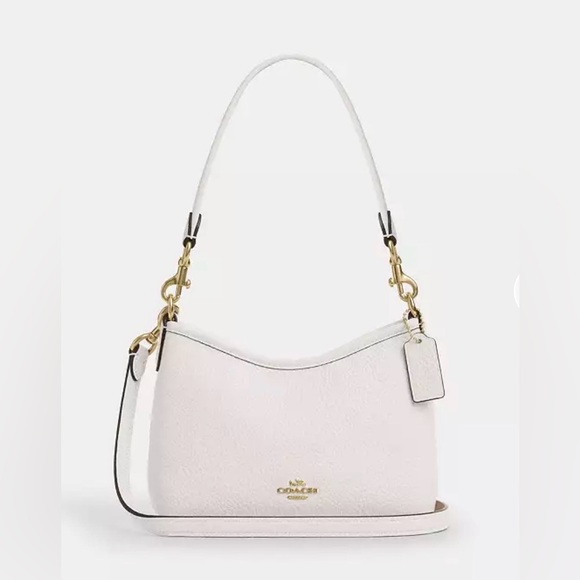 Coach Handbags - Coach White Leather Shoulder Bag with Gold Hardware